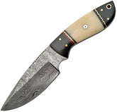 Damascus Fixed Blade White Bone DM1085