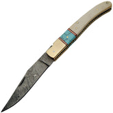 Damascus Bone Turquoise Folder DM-1156BO