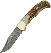 Damascus Lockback Stag DM-1161