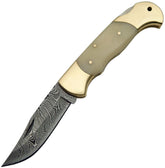 Damascus Lockback Bone DM-1162BO