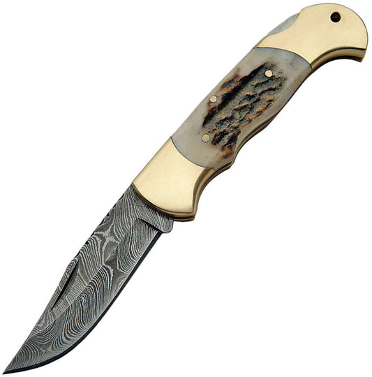 Damascus Lockback Stag DM-1162SG