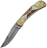 Damascus Stag Engraved Bolster DM-1163