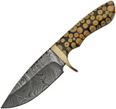 Damascus Fixed Blade Knotted Wood DM-1210