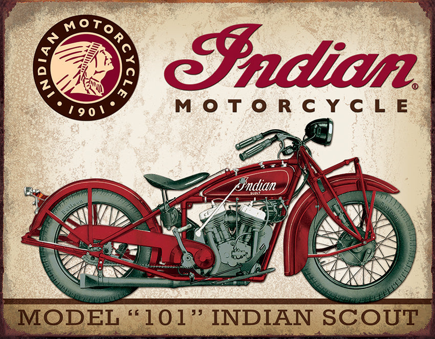 Tin Signs Indian Scout Motorcycle 1933